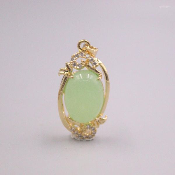 Colares de pendentes Real Jade GP 18K Gold Bated for Women Green Green Gemtone Raining Aquehing Lelly com colar de prata 925
