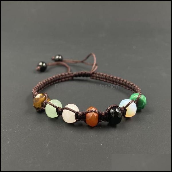 Braccialetti con ciondoli fatti a mano Sette chakra Bracciale in pietra intrecciata con perline Corda marrone Stringhe a mano per le donne Amicizia Mestiere Dro Mjfashion Dhfjv