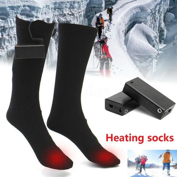 Sportsocken, elektrisch beheizt, batteriebetrieben, Thermo-Baumwolle, Winter-Fußwärmer für kaltes Wetter, zum Wandern, Eisfischen, Skifahren