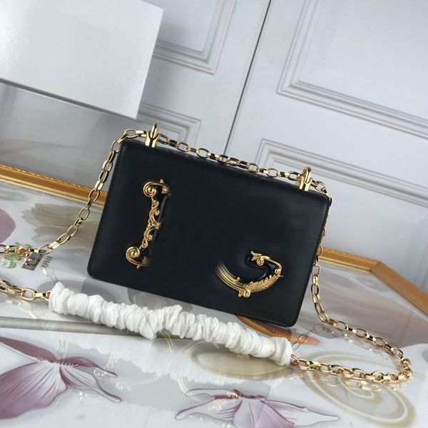 Bolsa de mensageiro da corrente Bolsa de crossbody Bolsa de ombro feminino Bola de ombro genu￭no de couro de ouro letras