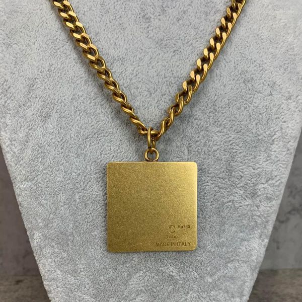 Anhänger Halsketten Marke Modeschmuck Vintage Gold Dicke Kette Big Square Luck Steam Punk Design Hip-Hop-Halsband Männer Unisex