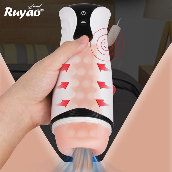 Brinquedo sexual massageador boceta artificial automática brinquedos para homens boquete sucção masturbação com vibrador vagina realista onahole adulto