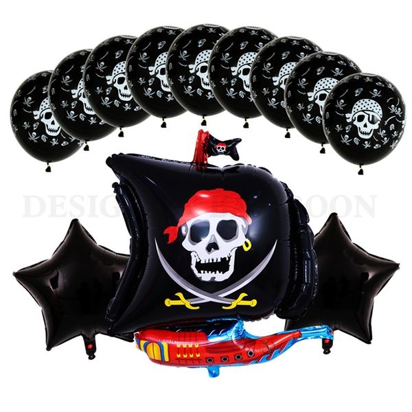 Altri rifornimenti del partito di evento 13pcslot Cartoon Pirate Boat Palloncino in alluminio Festival Party Palloncino decorativo Palloncino teschio da 18 pollici 32g baby shower in lattice 220829