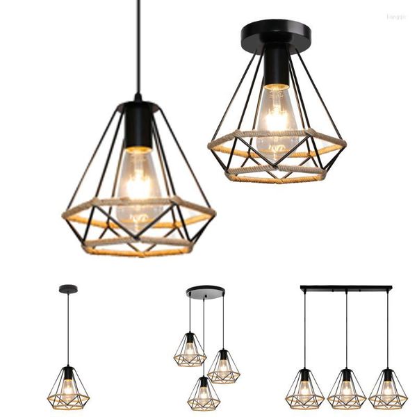 Lâmpadas pendentes Cordão vintage Light Retro Loft Industrial Sushing Lamp para sala de estar Luminária de luminária de luminária em casa