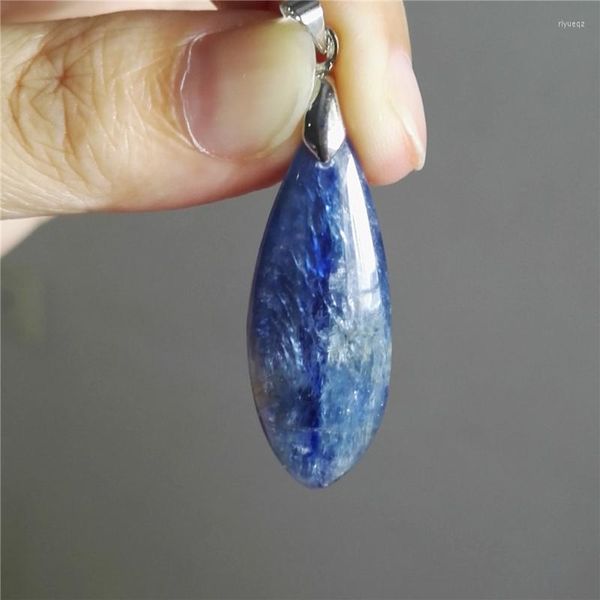 Colares pendentes preciosos azuis naturais cura gemas de cura de pedra Moda Mulher Mulher 37x14x5mm