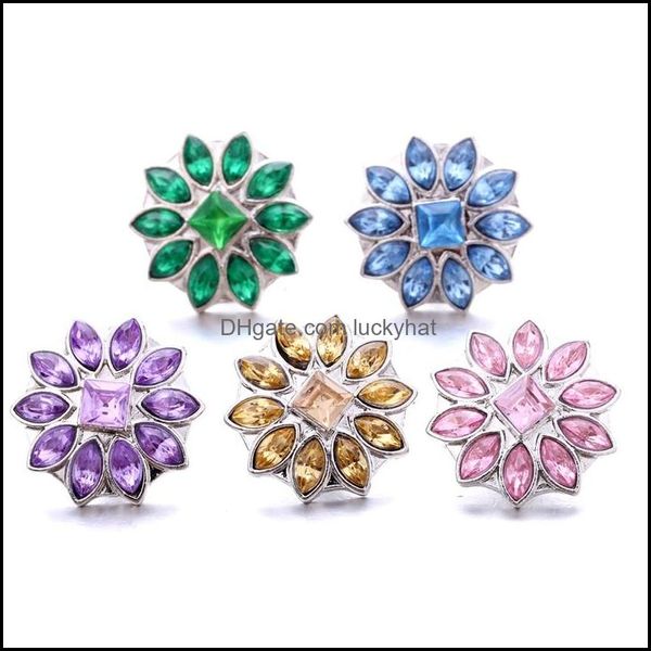 Tıkıklar kancalar parlak rhinestone bağlantı elemanı 18mm çırpıda düğme çiçek tokası taklit bulguları için metal takılar tedarikçi dhseller2010 dhx0n