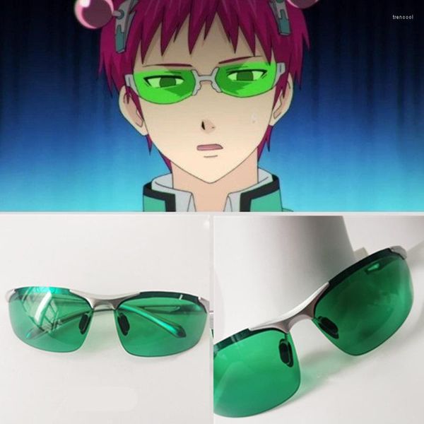 Máscaras de festa anime A vida desastrosa de Saiki K. Cosplay Glasses Kusuo Lens Green Lens Sunglasses