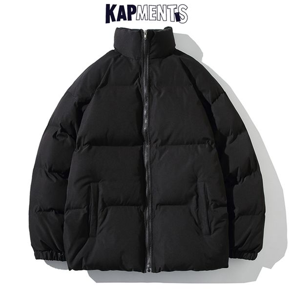 Herren Daunenparkas KAPMENTS Männer Harajuku Feste Warme Pufferjacke Parka Herren Japanische Streetwear Winterjacke Männliche Koreanische Mode Blase Mantel 220829