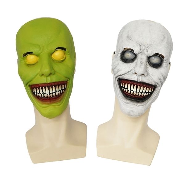 Andere Event Party Supplies Halloween Dekoration Requisiten Lächeln Exorzist Maske Horror Gelb Augapfel Weiß Grün Gesicht Cosplay Latex Maske für Erwachsene Indoor Outdo 220829