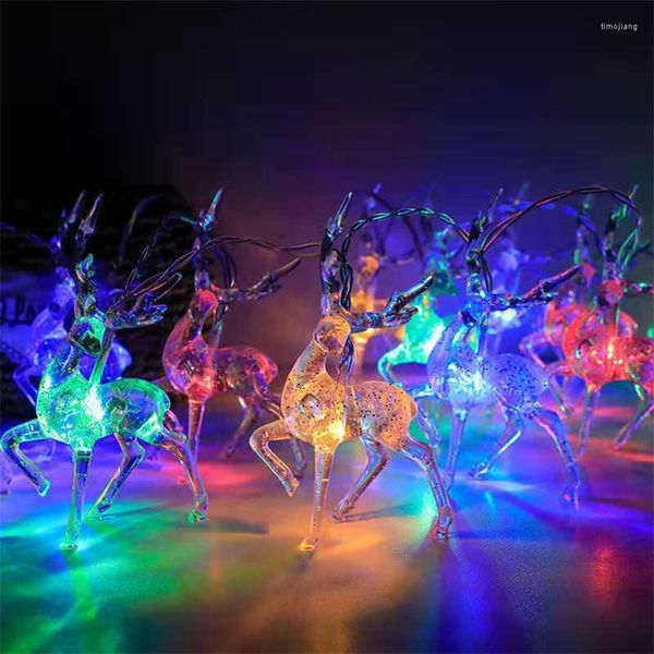 Noel Süslemeleri Led Sika Deer Light String Noel Ağacı Mutlu Dekor Mutlu Yıl Elk Şeklinde Oranments Strip