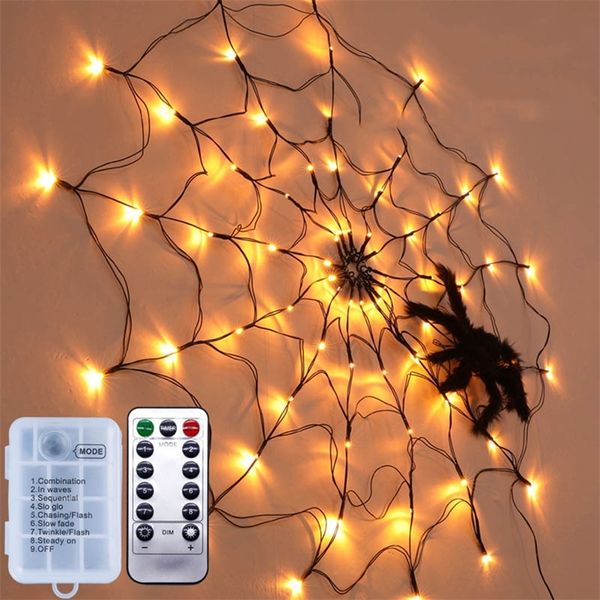 Altri articoli per feste per eventi Halloween Spider Web Luci a LED Ghost Festival Indoor Wall Floor Decorazioni fai da te Spider Web Remote Control Light Happy Halloween Suppl 220829