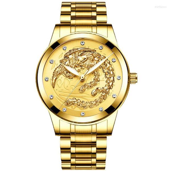 Нарученные часы с бриллиантовыми дизайнерами Phoenix Мужские браслет часы из нержавеющей стали ремешок женская мода повседневная капля для мужчин