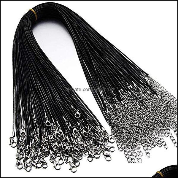 Correntes Calha de cordas de couro preto Calha de corrente de corrente de lagosta encerada Garra BK para jóias que produzem cordas DIY Acessórios Drop Del Sexyhanz Dhrgb