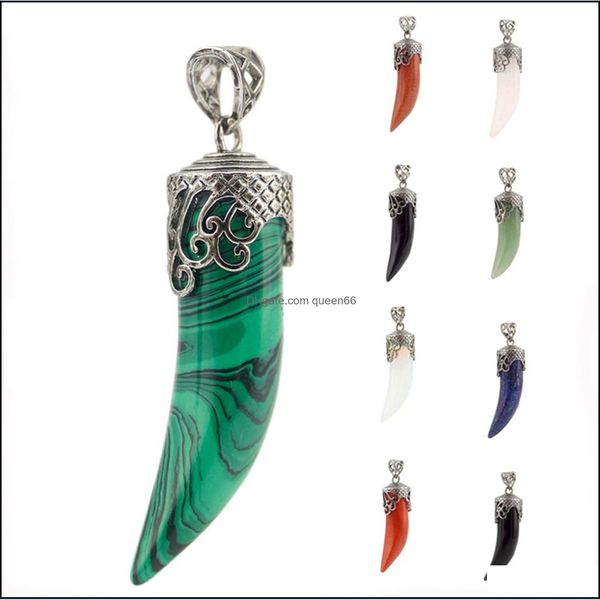 Colares pendentes de cristal natural gem lobo pingente de pingente de pimenta gemstone colecionable colar esculpido colar artesanado cha dhseller2010 dh8qj