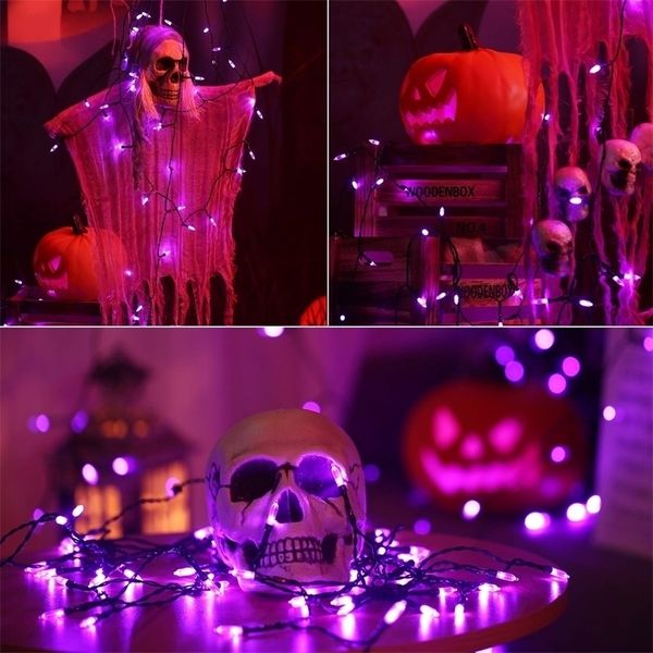 Altri articoli per feste per eventi Luci di Halloween viola Set di luci mini stringa di filo nero impermeabile per esterni per decorazioni di Halloween Giardino di Natale domestico 220829