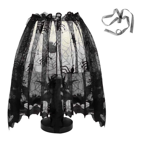 Decorazione per feste Altri articoli per feste per eventi Decorazione paralume di Halloween nastro di pizzo nero copertura paralume ragnatela Forniture per decorazioni per feste di Halloween