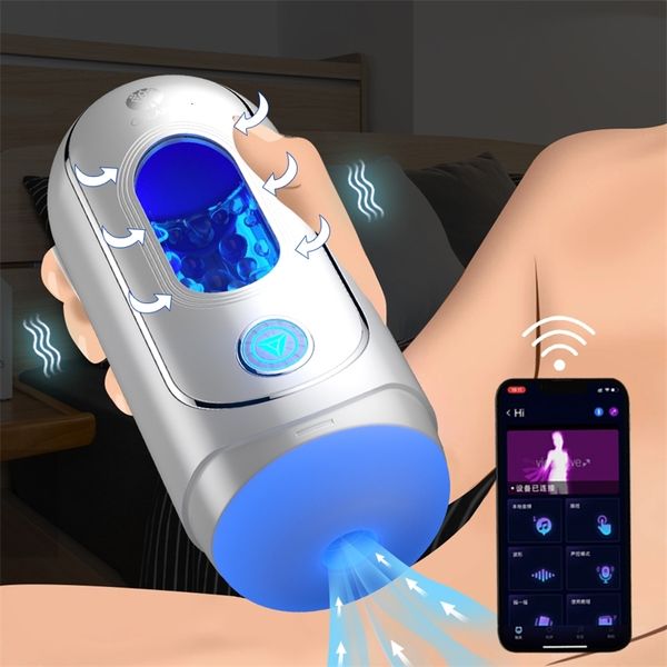 Sex toy Toy Massager App Control Automatic Artificial Cunt for Men Rotazione telescopica Silicone Vagina Masturbazione Giocattoli Masturbatore E1EU