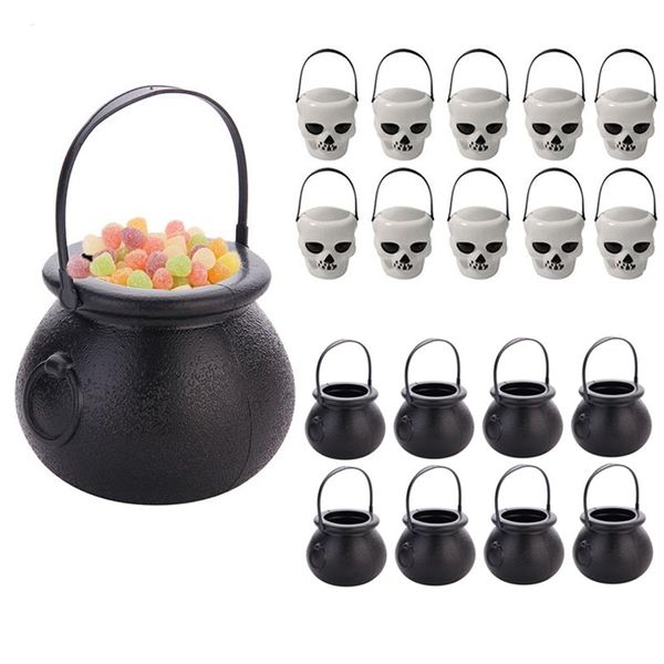 Outras festa de evento Supplies 10pcs Black Witch Candy Bucket Childrens Childrens Skull Portable Skull Jar Halloween Party Decoration ou Treat 220829