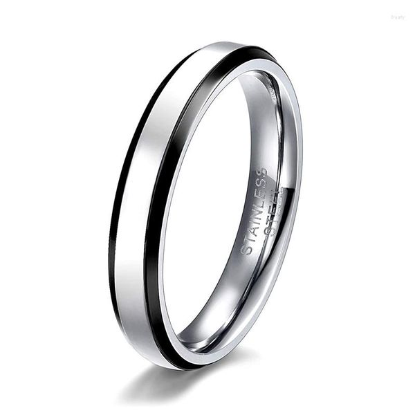 Anéis de casamento Kolmnsta 2mm aço inoxidável de aço inoxidável Banda banhada de borda chanfrada para homens para homens