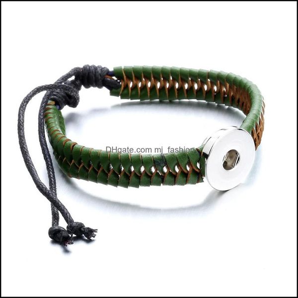 Charm Armbänder Noosa Handmade Weave Leder Casual Vintage Punk Armband DIY 18mm Ingwer Druckknopf für Liebhaber Mtilayers Mjfashion Dhjsh