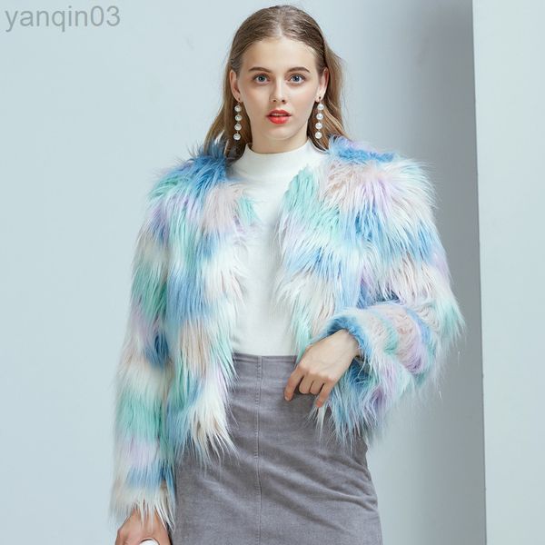 Zadorin Luxury Faux Bohemian Hairy Winter Fur Top Giacche Fluffy Coat Vest Fourrure Futro Donna Harajuku L220829