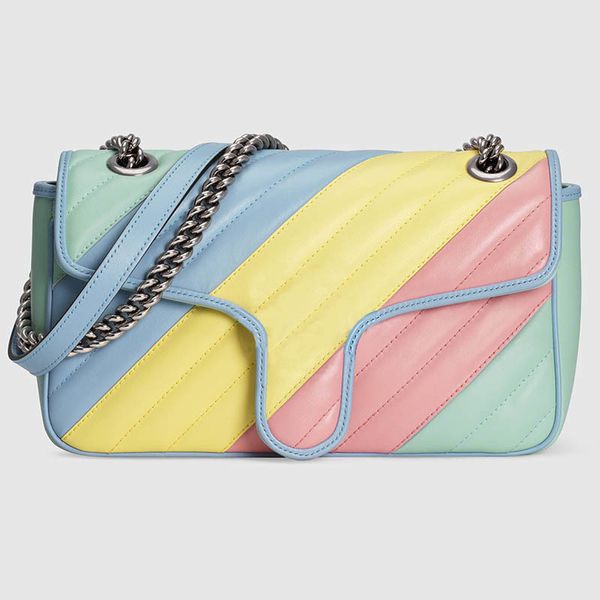 Kartenhalter, luxuriöse Regenbogenfarben, Designer-Tasche für Damen, Marmont-Umhängetaschen, Größe 10 x 6 x 3, Modell 443497