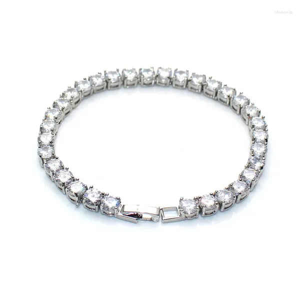 Armbänder Silber 925 Original Runder Brillantschliff Diamant Test Vergangenheit 5mm D Farbe Moissanit Hochzeitsarmband Edelstein Perlen Kette Für Frauen