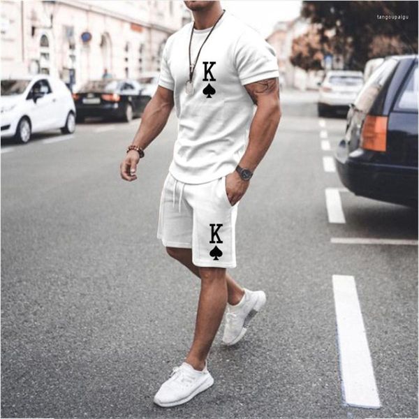 Treno masculino Summer Summer Men Solid Color Multicolor Opcional T-shirt Terne de manga curta Casual Streetwear Duas peças