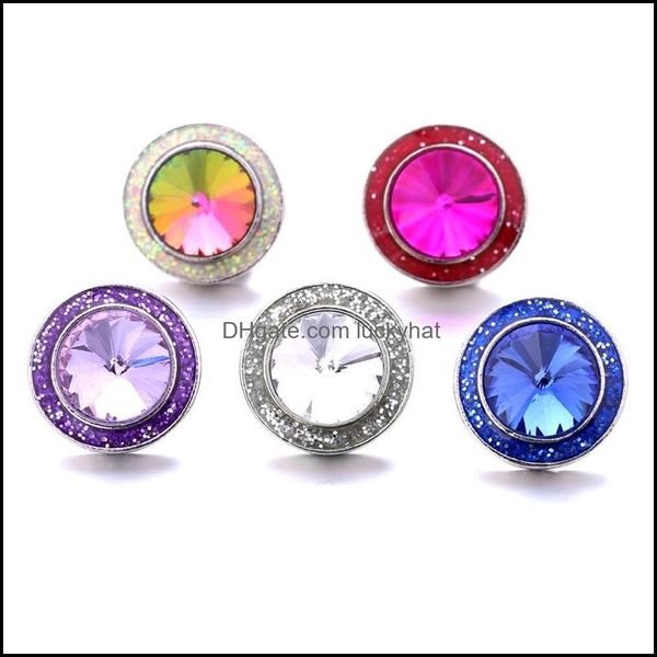 Tıkık kancaları yuvarlak renkf rhinestone bağlantı elemanı 18mm çırpıda düğme tokalılar için metal takılar mücevher bulguları tedarikçiler dhseller2010 dhlt5