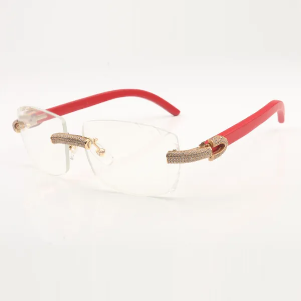 Yeni yoğun elmas gözlükler çerçeve 3524015-A doğal ahşap bacaklar ve 58mm berrak kesim lensler kalınlığı 3.0mm