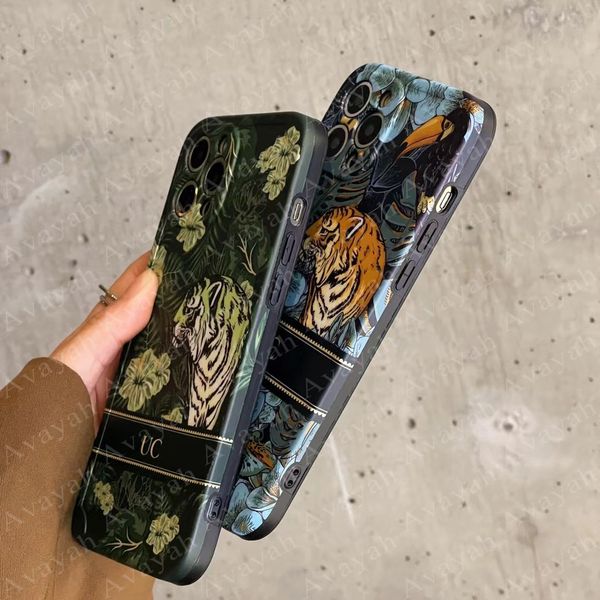 Apple Tiger Forest Designer Case Mobile Phore для iPhone 15 12 13 14 Pro Max Classic Letter Top Brand Shock -Resection Case iPhone14 15pro 13p