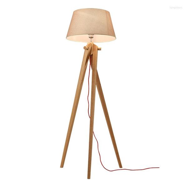 Lampade da terra 100% qualità moderna Europa originale legno tessuto di lino lampada a led E27 con interruttore a pedale per soggiorno camera da letto H 150 cm 1714