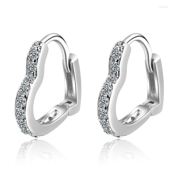 Orecchini a cerchio in argento sterling 925 a forma di cuore dal design semplice per bellissimi gioielli da regalare alle donne