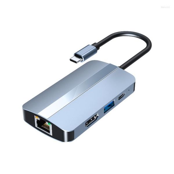 В 1 USB Type C Hub 87W PD 4K 30HZ HD Dock Station Splitter для ПК ноутбук алюминиевый сплав Ethernet Portable 2.0 3.0 Ports