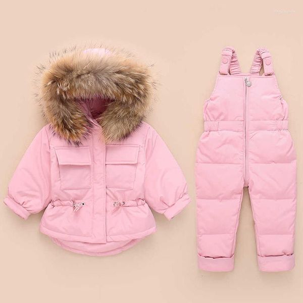 Set di abbigliamento per bambini bambino ragazzo -30 gradi russia pelliccia inverno cappotto con cappuccio con cappuccio per salto in cammino da neve per bambini