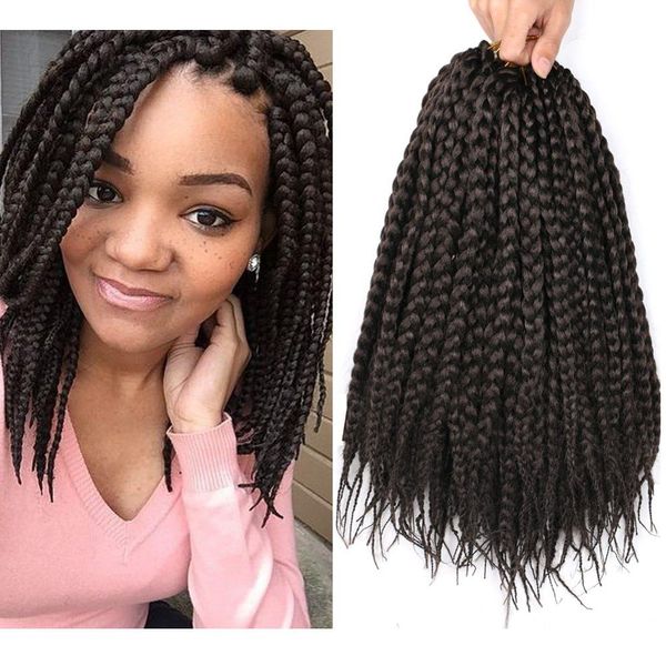 Tranças de caixa sintéticas de 14 polegadas Cabelo de crochê para mulheres negras Bohemian Pré-loop Tranças de cabelo LS21