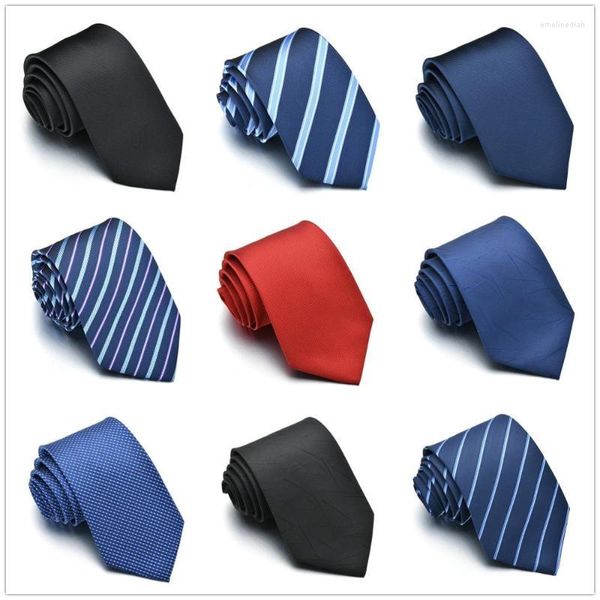 Laço amarra amarela para homens magro coloração sólida colméia poliéster cravat estreito azul royal preto listra de listra de moda formal