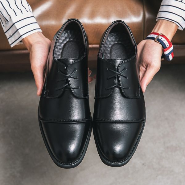 Katı derbi ayakkabıları erkekler pu kare ayak parmağı bir ekleme kanat ucu moda iş için gündelik çok yönlü ad016 78e1 c9fb