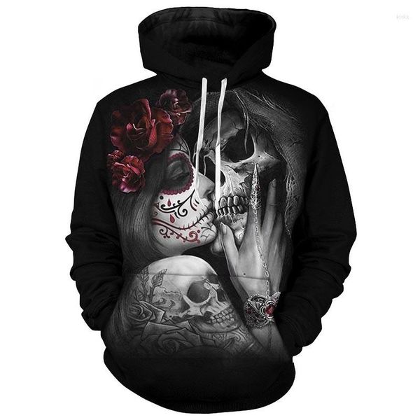 Herren Hoodies 2022 Hohe Qualität Hoodie Schädel Schönheit Kuss Mode Sweatshirts Langarm Gedruckt Schwarz Mäntel Plus Größe Männer/frauen S-6xl