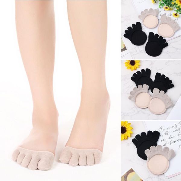 Kadınlar SOCKS Güzellik Ağrısı Kabul Ayak Bakımı Görünmez Yüksek Topuklu Slip Slip Forefoot Pad Beş Parmak