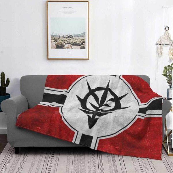 Coperte Zeon Flag Texture Bianco Morbido Caldo Luce Sottile Coperta Scifi Fantascienza Robot Mecha Anime Manga Principato Di Lato