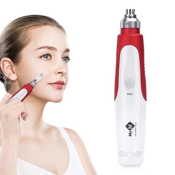 Kit di strumenti di bellezza con penna micro ago elettrica automatica professionale Microneedling a 5 velocità per la cura della pelle