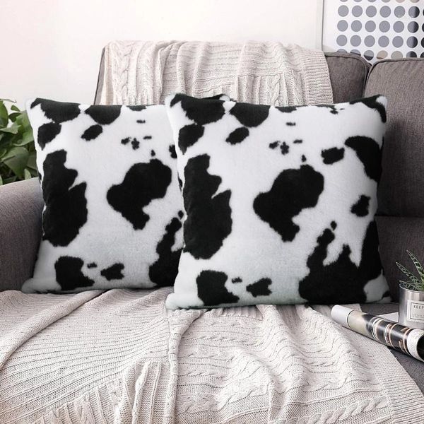 Travesseiro 45 Padrão de vaca Pluxush Cover Decor Home Decor Flocked Abrafos de escritório Sofá Carro Decorativo travesseiro S 40013