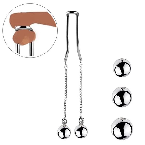 Itens de beleza 1 kg Pingente pesado maca de escroto masculino Anel de aço inoxidável anel de pau Testis Cruscher CLAMP BDSM Exercício Sexy Toys for Men