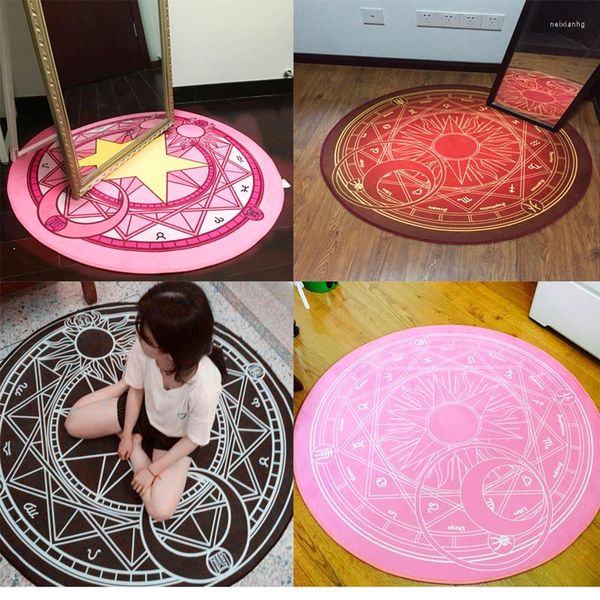 Ковры 60/80/100 см мультяшный круглый ковер Cardcaptor Sakura Magic Circle Rug компьютерный стул коврик