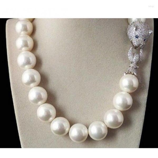 Collane con ciondolo Tremenda grande catena maglione Bella enorme 14 mm Genuine White Blue South Sea Shell Pearl Nelace Jewelry Wonderful