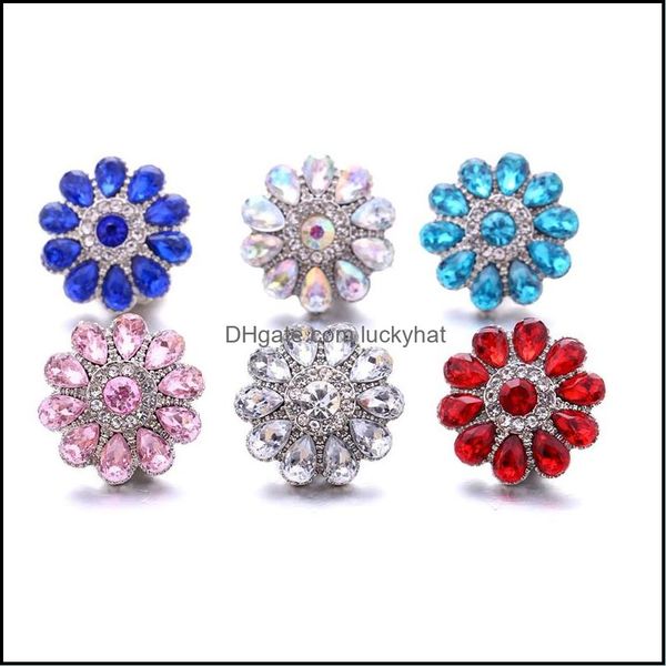 Chiusure Ganci Euramerican Chiusura con strass 18Mm Chiusura con bottone a pressione Splendido zircone Sier Color Lega Metallo Charms ovali Dhseller2010 Dhiva