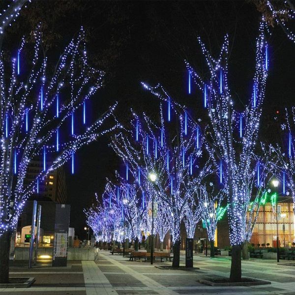 Stringhe 30/50 cm a LED di Natale Meteor Schema Ghirlanda Festa Festone Strip Lights Waterproof Firy Lights for Street Decor
