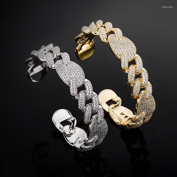 Armreif Mode Hip Hop Punk Schmuck Charme 16MM Luxus Miami Kubanischen Armbänder Gold Farbe Micro Pave Iced Zirkonia geschenke