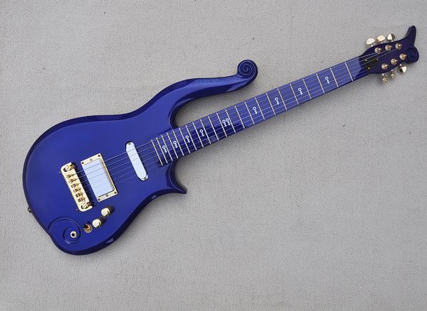 Guitarra el￩trica CNC Blue 6 Strings Blue Navy com hardware de ouro de cabe￧a para baixo ponte